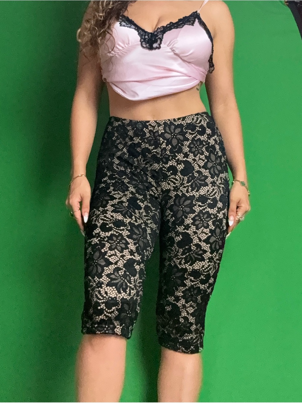 Black lace capris